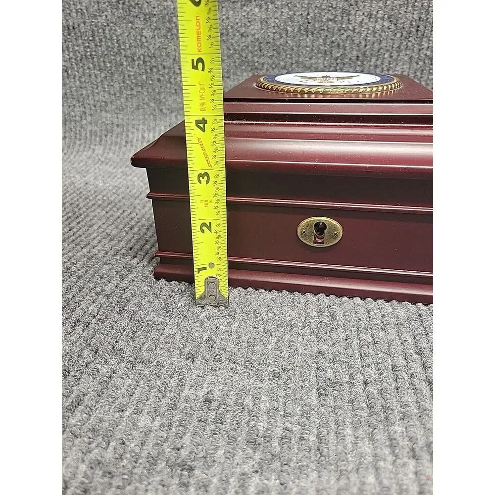 US Navy Wooden Keepsake Jewelry Box Mahogany Finish Military‎ Medallion 8x8x4